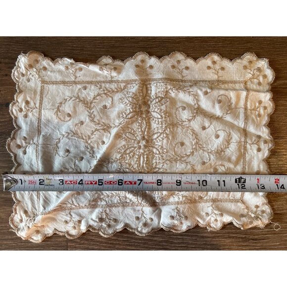 Embroidered dresser/night stand 4 pc set Beige Floral Pattern - Picture 8 of 9